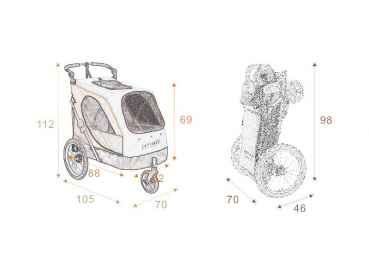 PETSTRO HUNDEBUGGY SKYLINE GRÖSSE L BIS 45 KG - PETROl